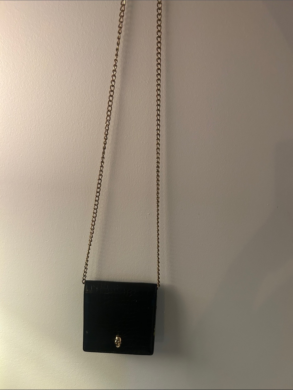 Mini Black Crossbody Chain Bag with Gold Hardware